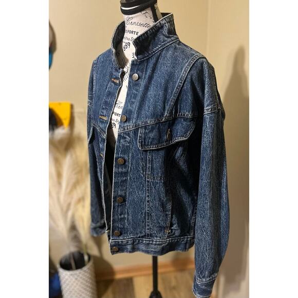 Vintage Sunset Blues Denim Jacket Sz Medium Acid Wash 80s 90s Hipster Button - Picture 2 of 10